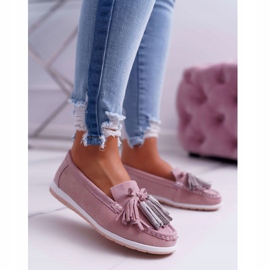 EVE Mocasines de mujer, ante con flecos, batista rosa rosado 1