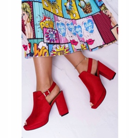 BUGO De Mujer Sandalias De Tacón Alto Con Puntera Abierta Rojo Montree 1