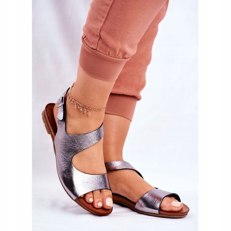 Sandalias Mujer Laura Messi 1116 Cuero Metalizado Vollare multicolor gris 1
