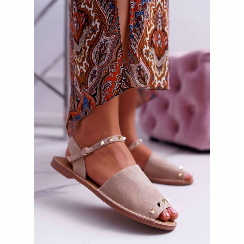 Sandalias Mujer Lu Boo Suede Beige Silena 1