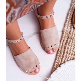 Sandalias Mujer Lu Boo Suede Beige Silena 5