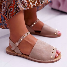 Sandalias Mujer Lu Boo Suede Beige Silena 3