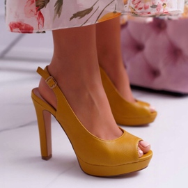 Moow Sandalias De Mujer En Tacón Alto Amarillo Lorajn 3