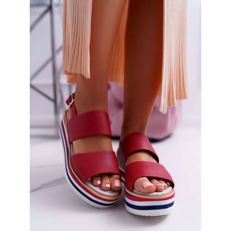 Moow Sandalias de mujer en la plataforma roja Aurera rojo 2