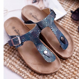 EVE Pantuflas de Mujer Chanclas Azul Marino Baisan 6