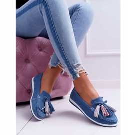 EVE Mocasines de Mujer, Ante con Flecos, Azul Batist 4