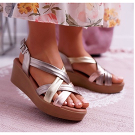 Sandalias Mujer Con Cuñas De Cuero Maciejka ESP27-25 / 00-1 dorado 1