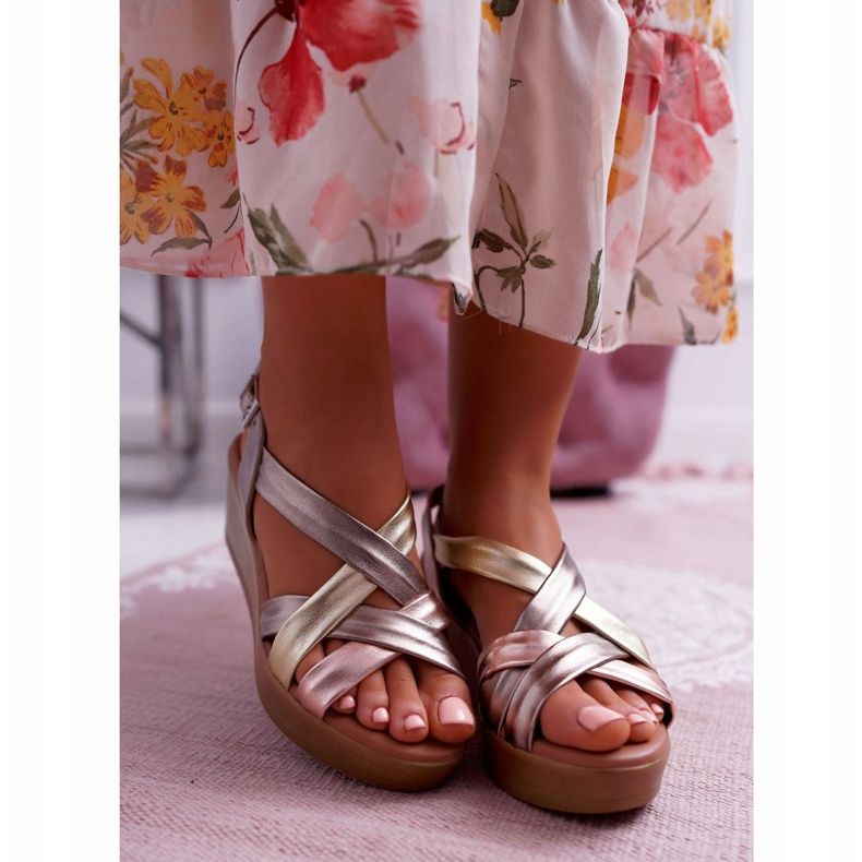 Sandalias Mujer Con Cuñas De Cuero Maciejka ESP27-25 / 00-1 dorado 2