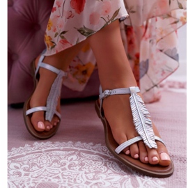 Sandalias Mujer Piel Planas Plateado Nicole 2383 gris 4