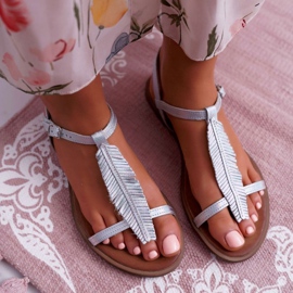 Sandalias Mujer Piel Planas Plateado Nicole 2383 gris 3