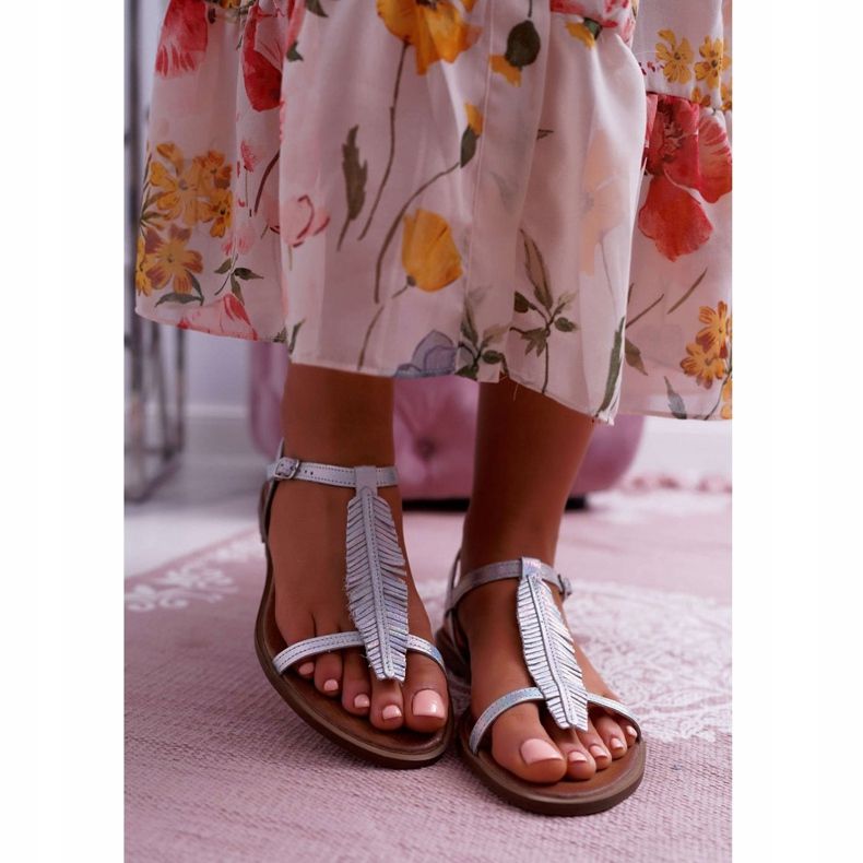 Sandalias Mujer Piel Planas Plateado Nicole 2383 gris 2