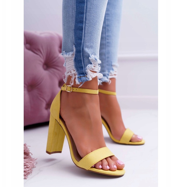 ADY Sandalias de Mujer en Tacón Ante Amarillo Anastasie 2