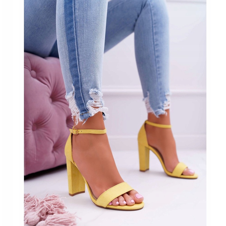ADY Sandalias de Mujer en Tacón Ante Amarillo Anastasie 1