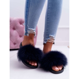 Pantuflas de Mujer con Piel Natural Naturis Azul Marino 5