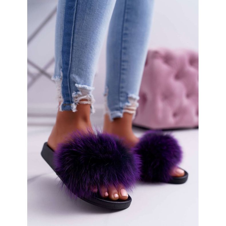 Pantuflas de Mujer con Piel Natural Violeta Naturis púrpura 1