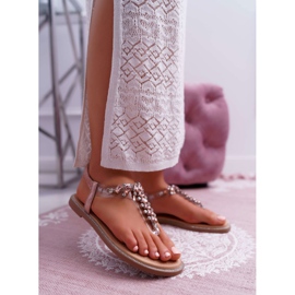 FRERY Sandalias De Mujer Sin Cordones Con Circonitas Champán Satina rosa 1