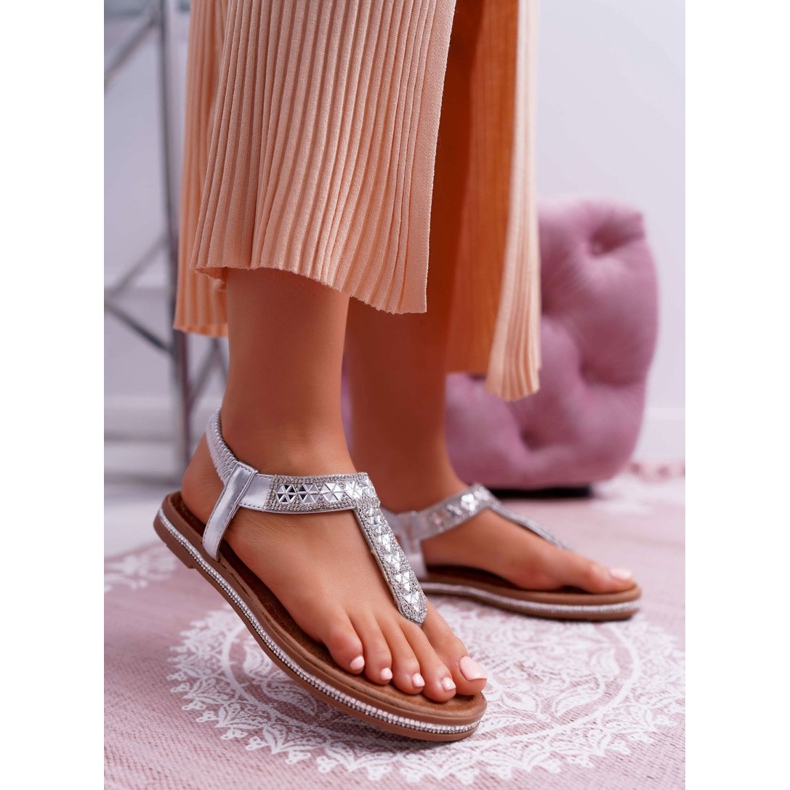 FRBS Sandalias Mujer Sin Cordones Con Circonitas Plata Mabellena gris 1