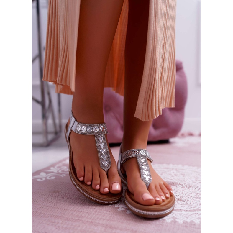 FRBS Sandalias Mujer Sin Cordones Con Circonitas Plata Mabellena gris 2