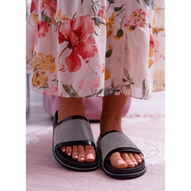 FRBS Pantuflas de mujer perfiladas con circonitas, Negro Rentre 2