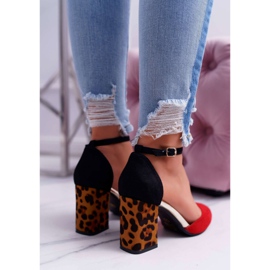 PS1 De Mujer Zapatos De Tacón Leopardo Rojo Ferri marrón negro 5