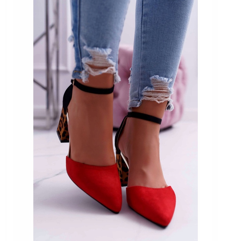 PS1 De Mujer Zapatos De Tacón Leopardo Rojo Ferri marrón negro 2