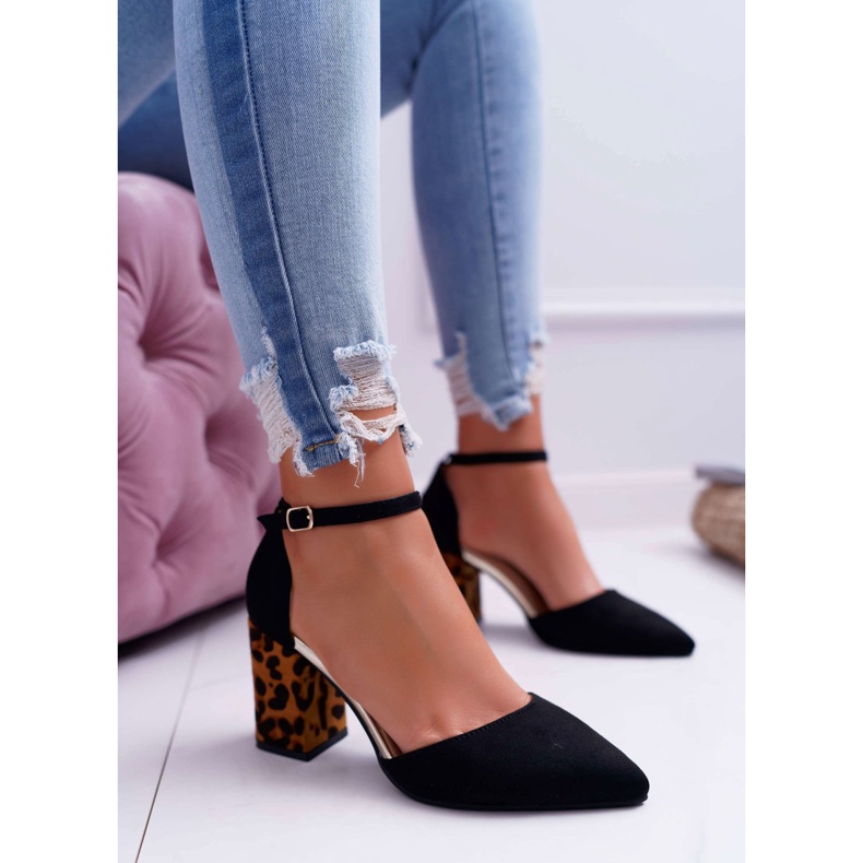 SEA Zapatos de salón para mujer con tacón Leopardo Negro Ferri marrón 1