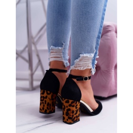 SEA Zapatos de salón para mujer con tacón Leopardo Negro Ferri marrón 7