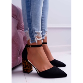 SEA Zapatos de salón para mujer con tacón Leopardo Negro Ferri marrón 3