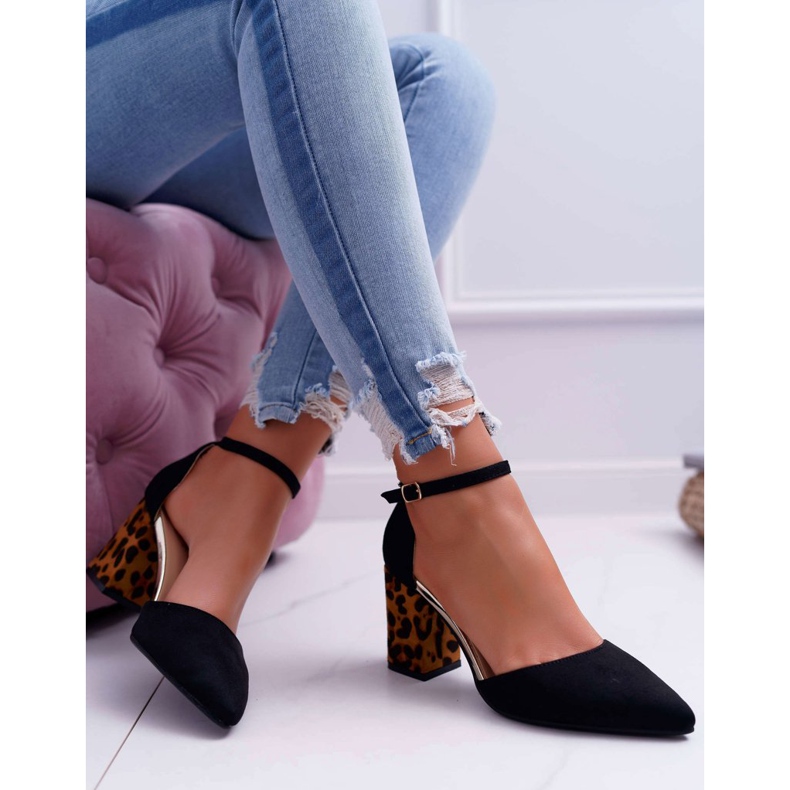 SEA Zapatos de salón para mujer con tacón Leopardo Negro Ferri marrón 2