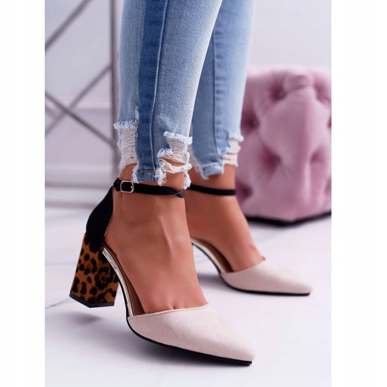 PS1 De Mujer Salón Con Tacón Leopardo Beige Ferri negro multicolor 1