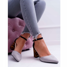 PS1 Zapatos de salón para mujer con tacón Leopardo Gris Ferri marrón negro 1
