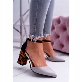 PS1 Zapatos de salón para mujer con tacón Leopardo Gris Ferri marrón negro 5