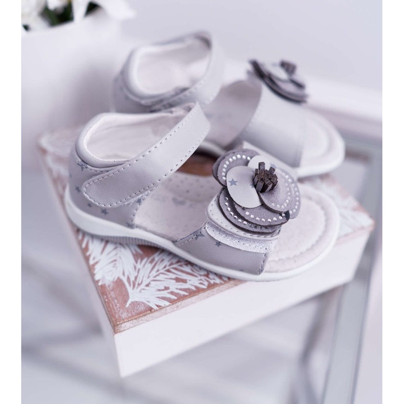 EVE Sandalias Infantiles Con Velcro Para Niña Gris Flamenco 2