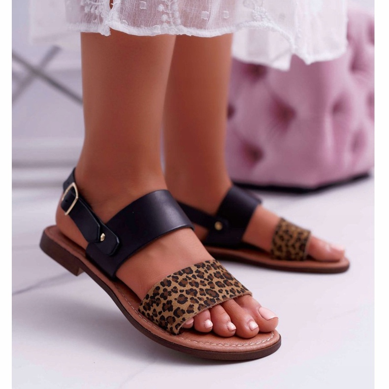 Sandalias Mujer Maciejka Cuero Leopardo Negro IT001-03 / 00-0 1