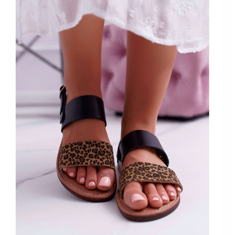 Sandalias Mujer Maciejka Cuero Leopardo Negro IT001-03 / 00-0 2