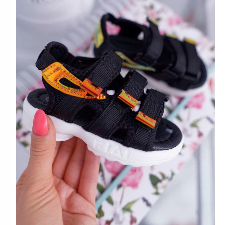 FRROCK Sandalias Infantiles Con Velcro Para Niña Niño Negro Kimmi 1