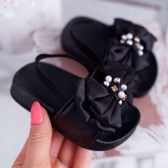 FRROCK Chanclas Niña Infantil Lazo Negro Perla Senari 1