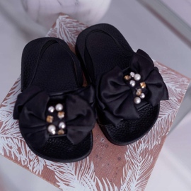 FRROCK Chanclas Niña Infantil Lazo Negro Perla Senari 2
