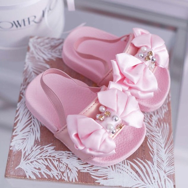 FRROCK Chanclas Infantiles Niña Lazo Perla Rosa Senari rosado 1