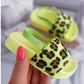 FRROCK Pantuflas Niña Brocado Leopardo Lima Rimia multicolor verde 1