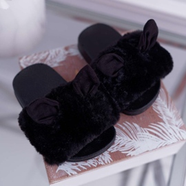 FRROCK Pantuflas Infantiles Con Piel Y Daños Thoa Negra negro 1