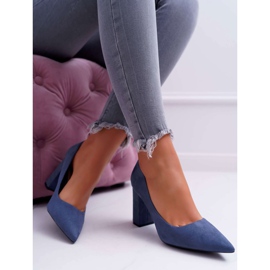 BUGO De Mujer Salón Con Tacón Ante Azul Clarina 1