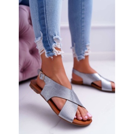 Sandalias Mujer Piel Planas Laura Messi Plata 1960 gris 4