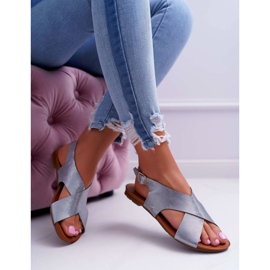 Sandalias Mujer Piel Planas Laura Messi Plata 1960 gris 3