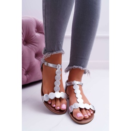 Sandalias Mujer Piel Planas Plata Nicole 2403 Melbourne gris 3