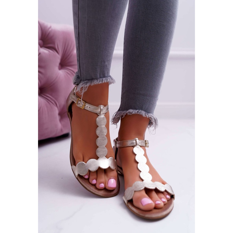 Sandalias Mujer Piel Planas Dorado Nicole 2403 Melbourne 2