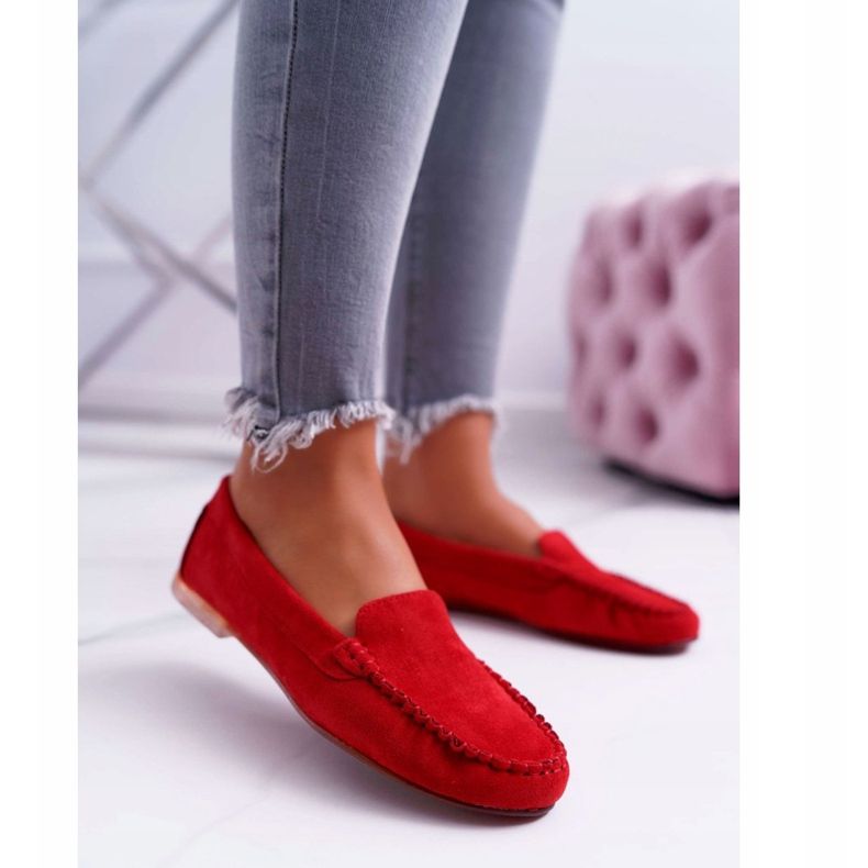 Mocasines Mujer Sergio Leone Suede Red Winted rojo 1
