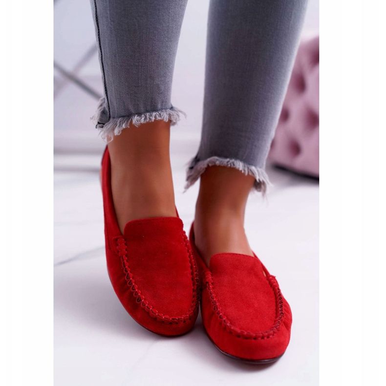 Mocasines Mujer Sergio Leone Suede Red Winted rojo 2