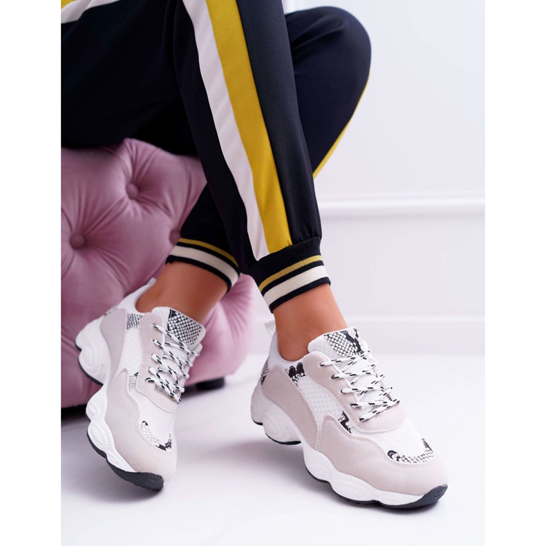 NFR Zapatillas Deportivas de Mujer Gamuza Blanca Piel de Serpiente Lollipop blanco gris 1