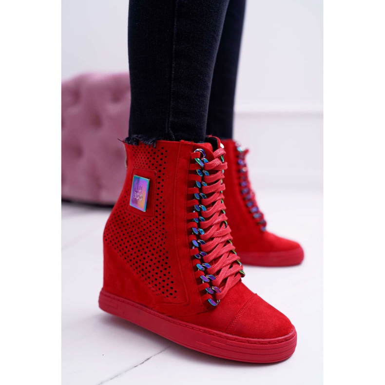 Zapatillas de Mujer Lu Boo Calado Suede Red Clamma rojo 1 Zapatillas de Mujer Lu Boo Calado Suede Red Clamma rojo 1